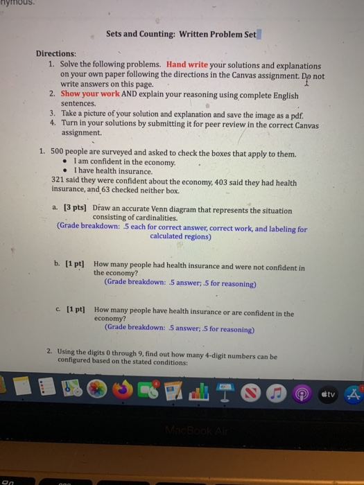 Solved Sets And Counting Written Problem Set Directions 1