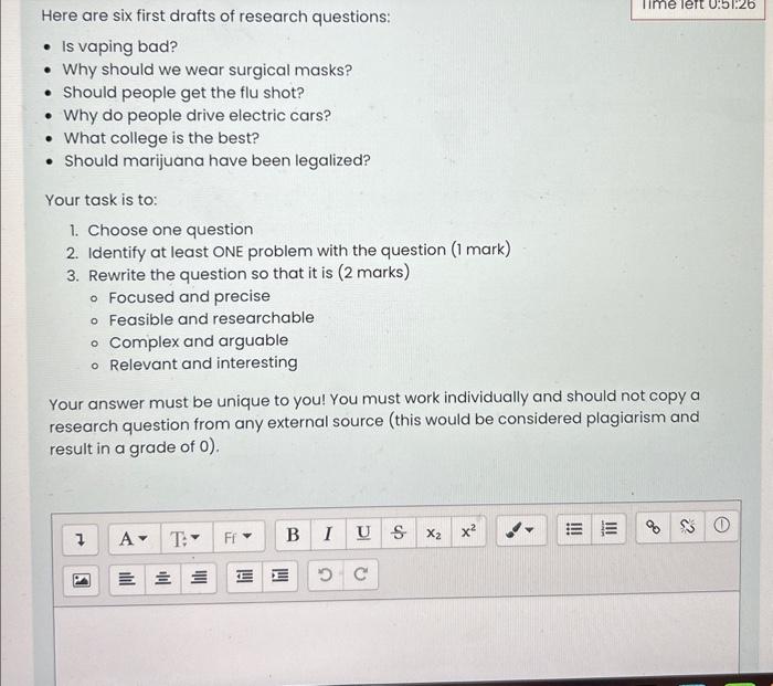 Solved Here are six first drafts of research questions: - Is | Chegg.com