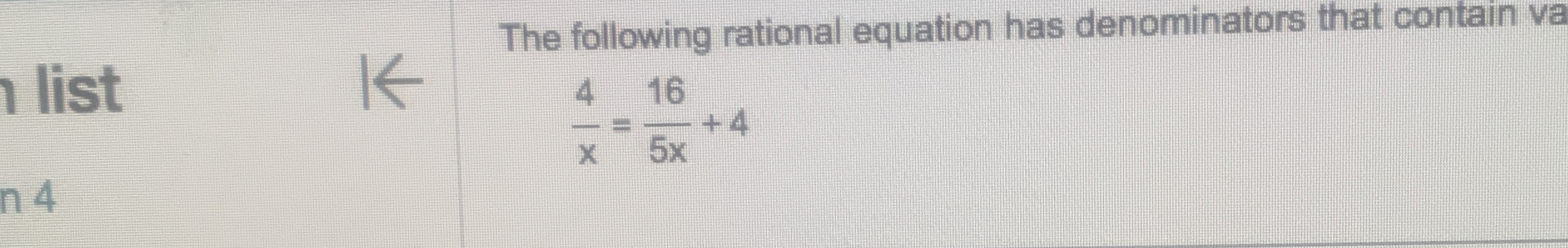 Solved The following rational equation has denominators that | Chegg.com