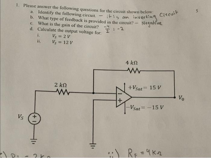 Solved 5 Circuit 1. Please Answer The Following Questions | Chegg.com