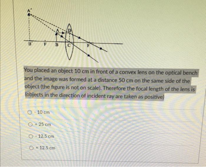 Solved You placed an object 10 cm in front of a convex lens | Chegg.com