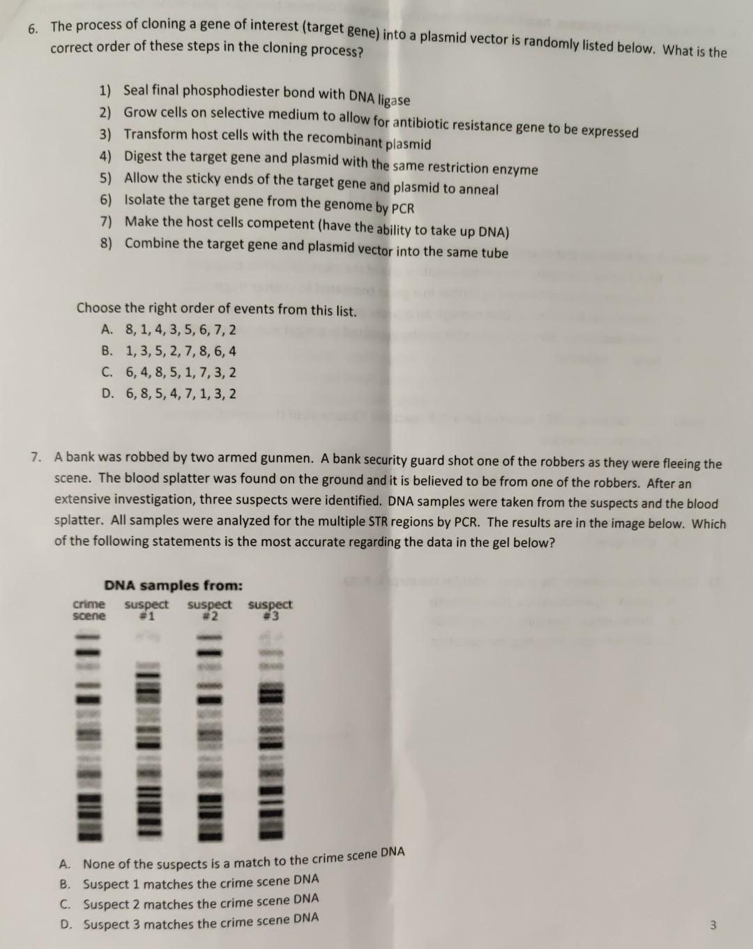 Solved 6. The process of cloning a gene of interest (target | Chegg.com