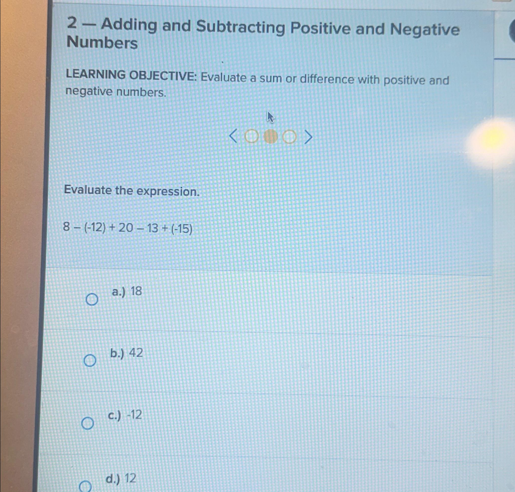 Adding and Subtracting Positive and Negative Numbers 