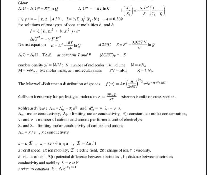 Solved A H1 R T Th Given A G A Gº Rt In Q A Gº Rt Chegg Com