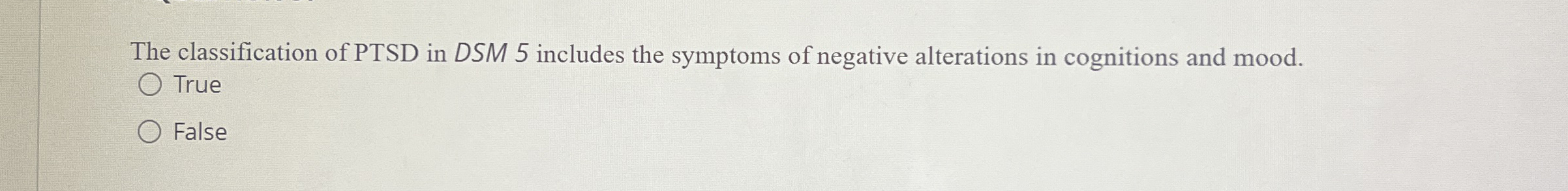 Solved The classification of PTSD in DSM 5 ﻿includes the | Chegg.com