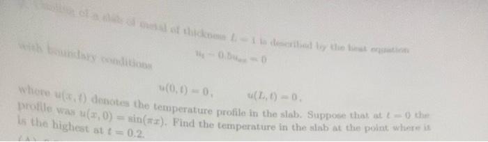 Solved 10. Temperature distribution u. 1.) in a fin with | Chegg.com