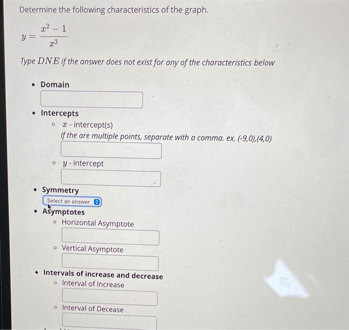 Solved Determine the following characteristics of the graph. | Chegg.com