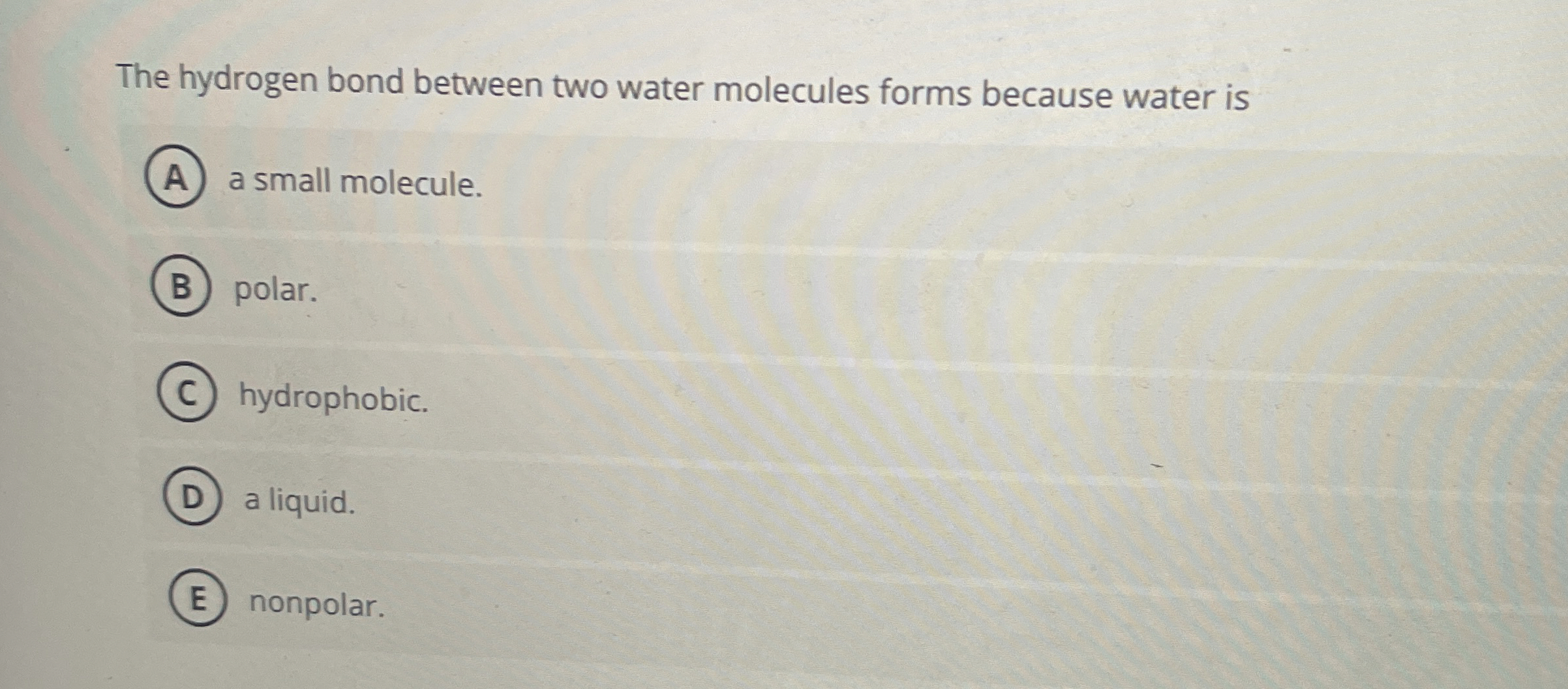 Solved The hydrogen bond between two water molecules forms | Chegg.com