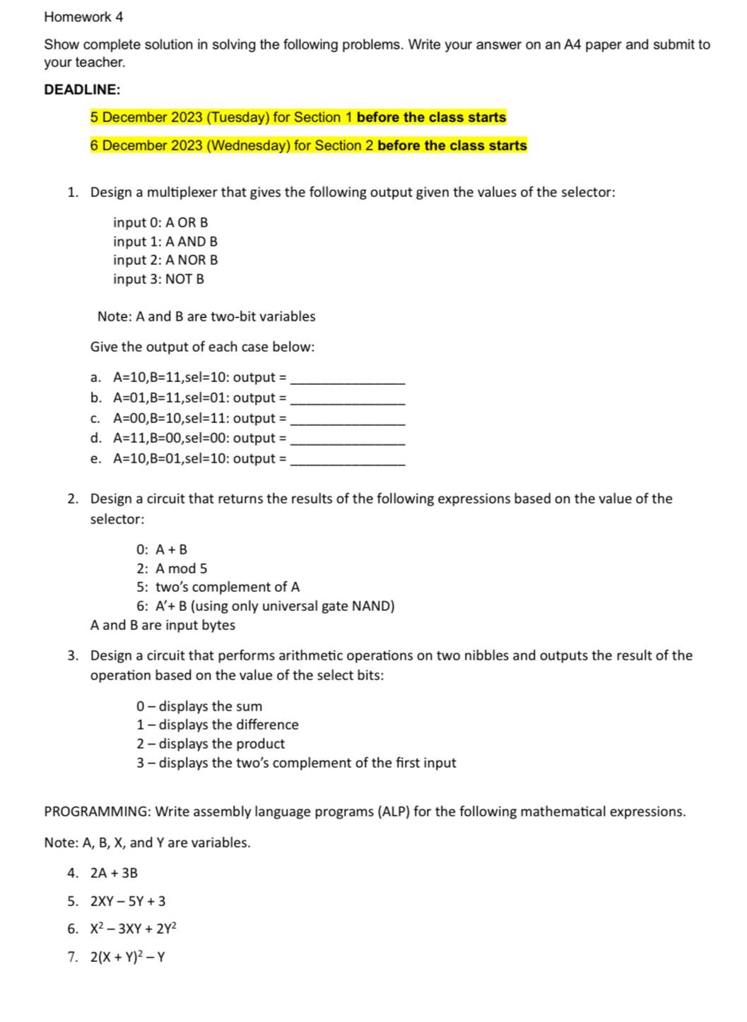 Solved Homework 4Show Complete Solution In Solving The | Chegg.com