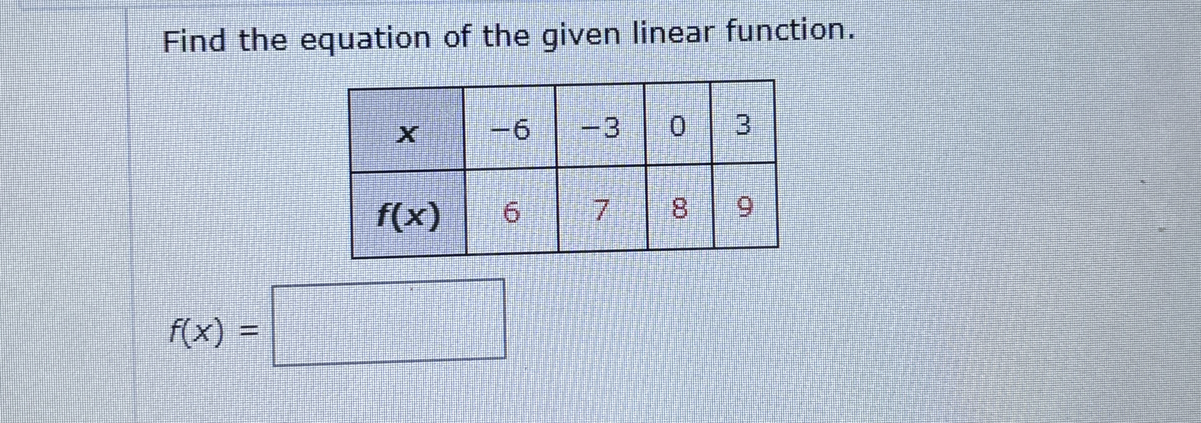 Solved Find the equation of the given linear | Chegg.com