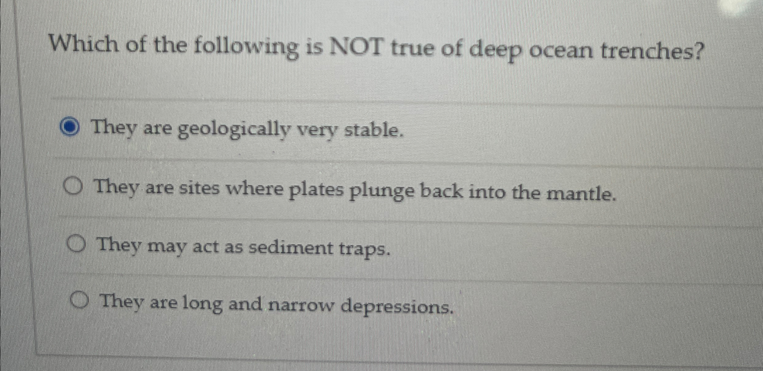 Solved Which of the following is NOT true of deep ocean | Chegg.com