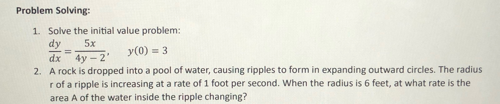 Solved Problem Solving:Solve the initial value | Chegg.com