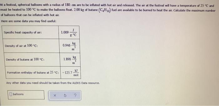 Solved At a festival spherical balloons with a radius of 180