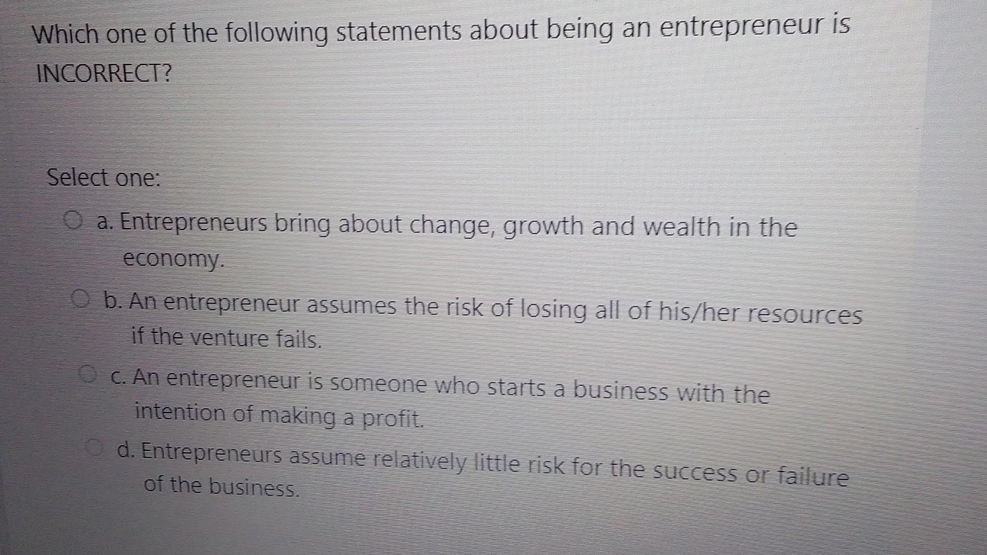 Solved Which one of the following statements about being an | Chegg.com