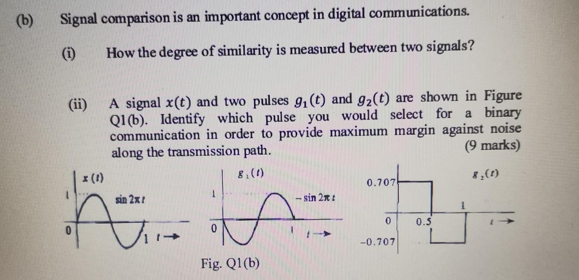 Solved (b) ( Signal Comparison Is An Important Concept In | Chegg.com