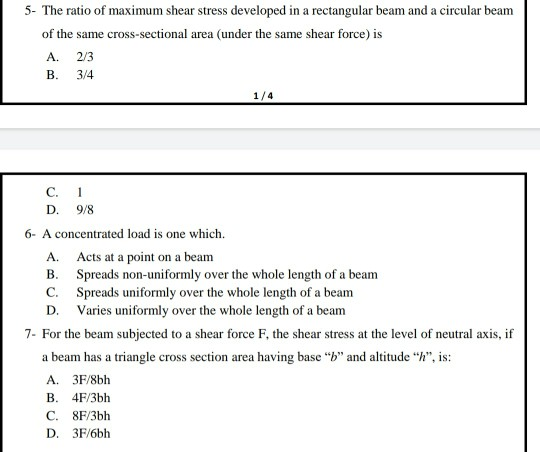 Solved 5- The ratio of maximum shear stress developed in a | Chegg.com