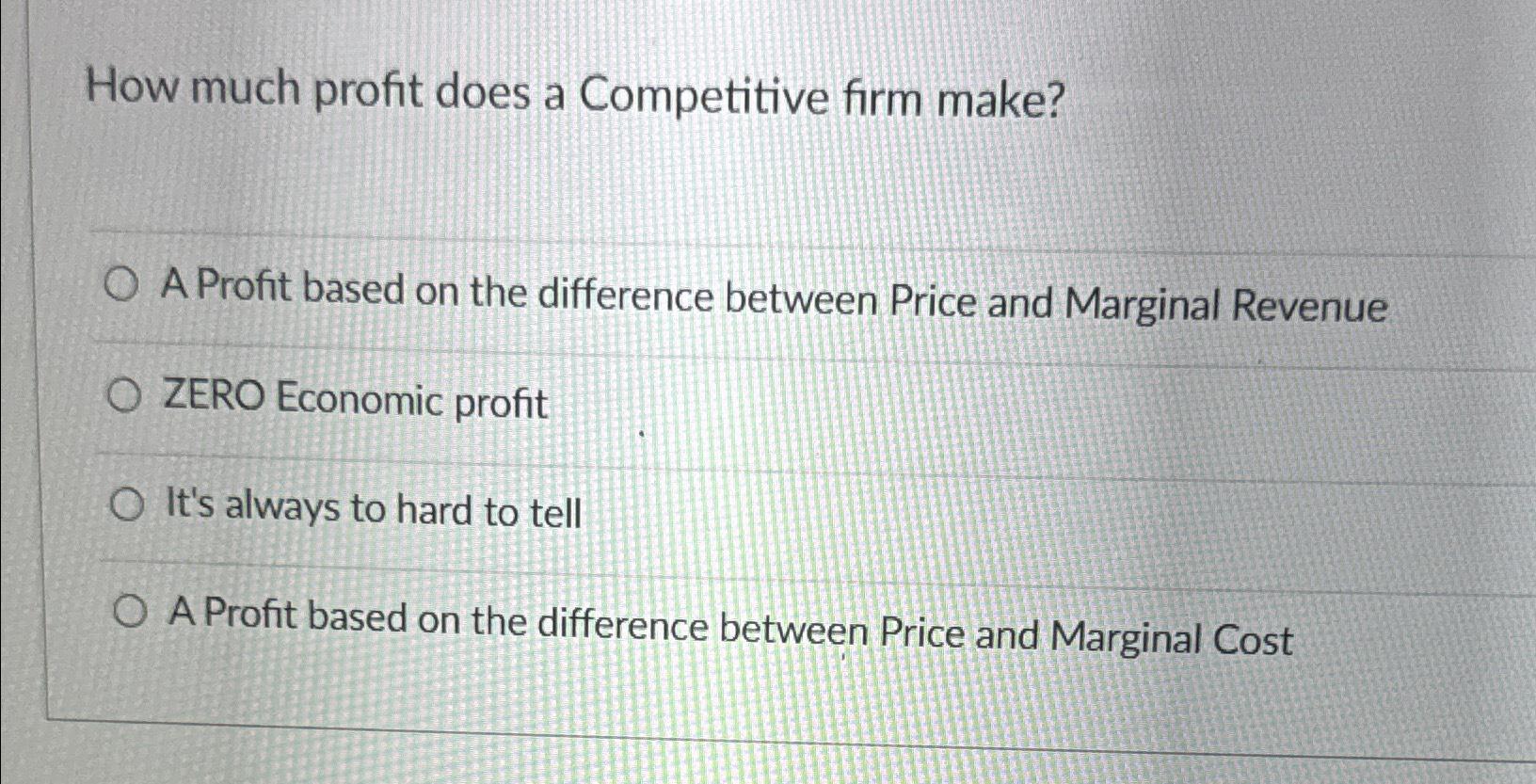 Solved How much profit does a Competitive firm make?A Profit