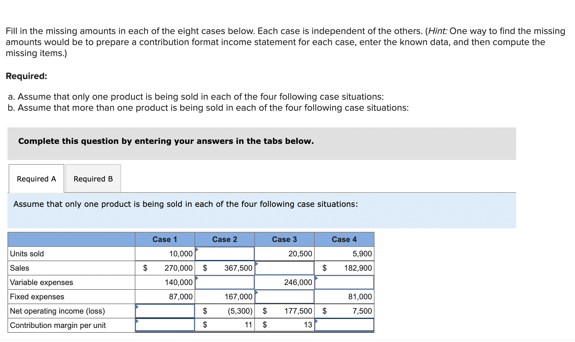 Solved Fill in the missing amounts in each of the eight | Chegg.com