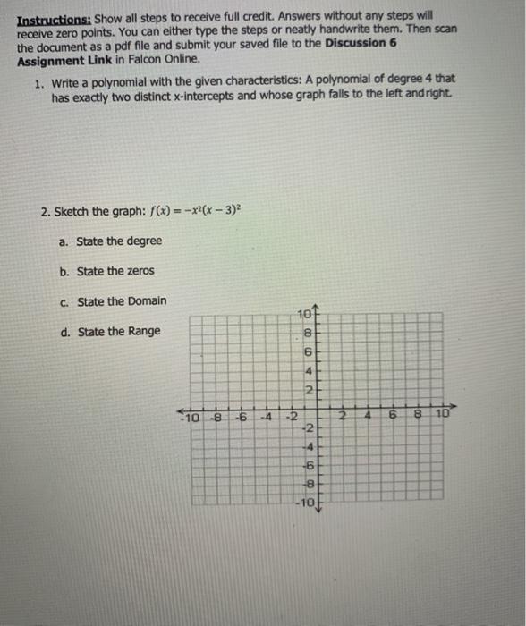 Solved Instructions: Show all steps to receive full credit. | Chegg.com