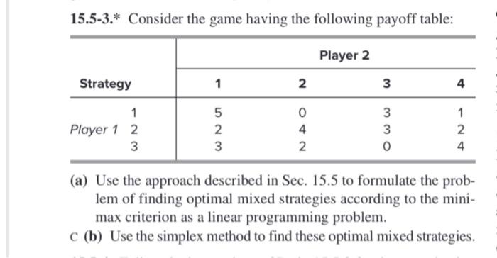 Solved 15.5-3.* Consider the game having the following | Chegg.com