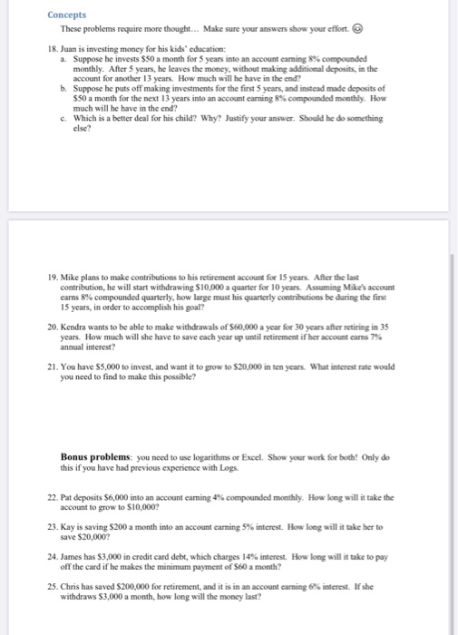 Solved Exercises Show your work and write your answers on a | Chegg.com