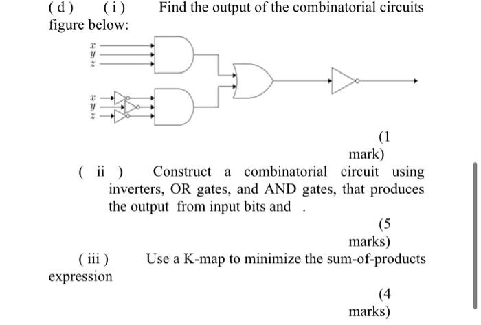 Solved (d) (i) Find The Output Of The Combinatorial Circuits | Chegg.com