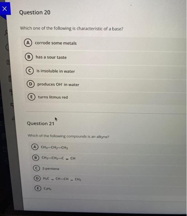 Solved X Question 20 Which one of the following is | Chegg.com