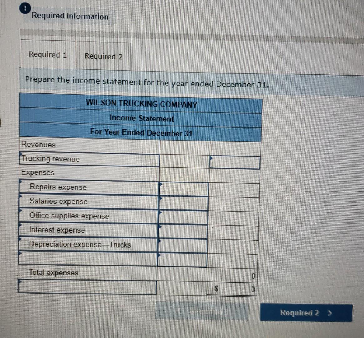 Solved Required Information Required 1 Required 2 Prepare | Chegg.com