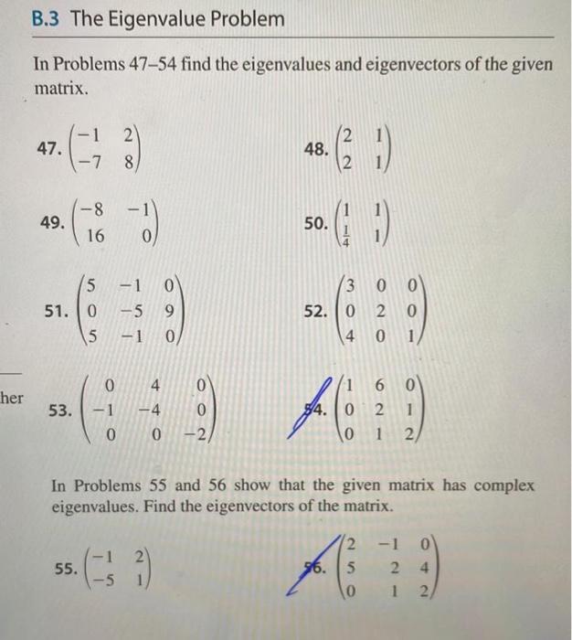 Solved B.3 The Eigenvalue Problem In Problems 47–54 Find The | Chegg.com