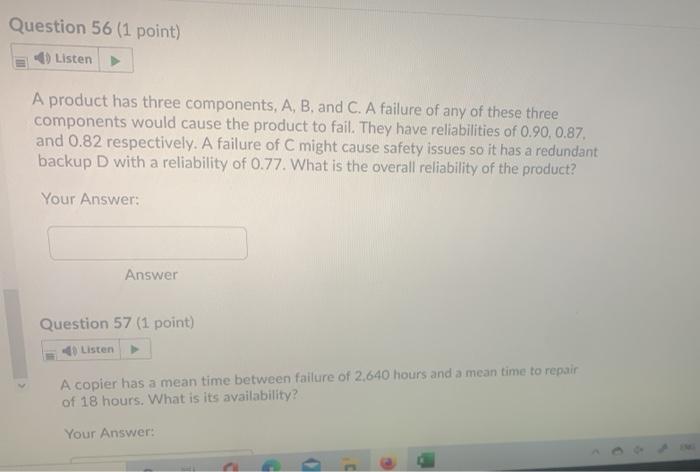Solved Question 56 (1 point) Listen A product has three | Chegg.com