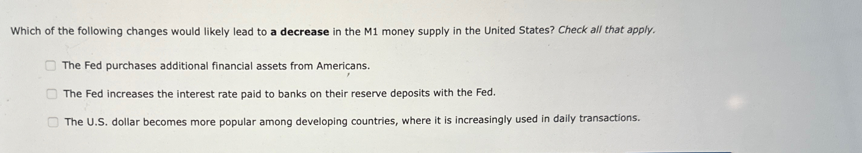Solved Which of the following changes would likely lead to a | Chegg.com
