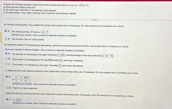 Solved Answer the following questions about the function | Chegg.com