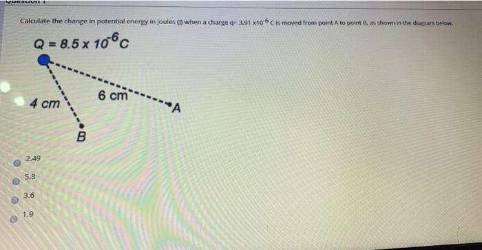 Solved Calculate the change in potential energy in joules | Chegg.com