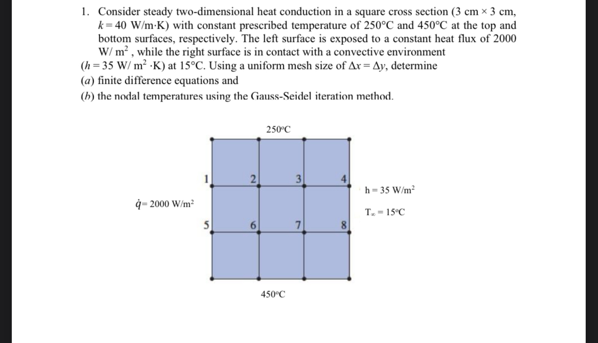 Solved Consider steady two-dimensional heat conduction in a | Chegg.com