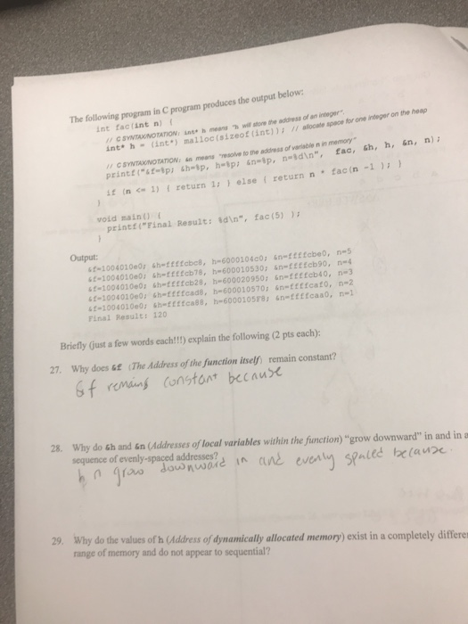 Solved The following program in C program produces the | Chegg.com