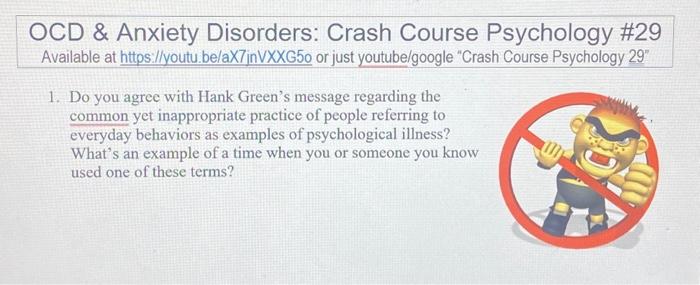 Solved Need To Watch Crash Course Ocd And Anxiety