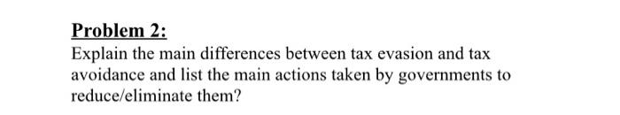 Solved Problem 2: Explain the main differences between tax | Chegg.com