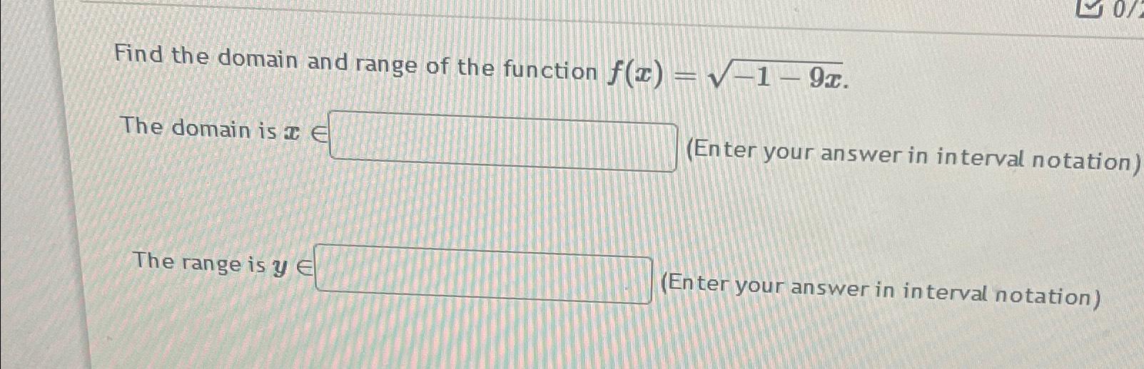Solved Find the domain and range of the function | Chegg.com