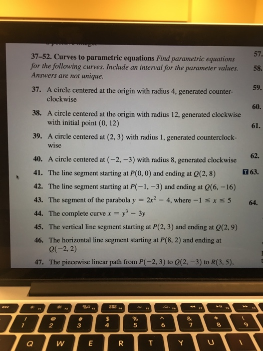 Solved 37–52. Curves to parametric equations Find parametric | Chegg.com
