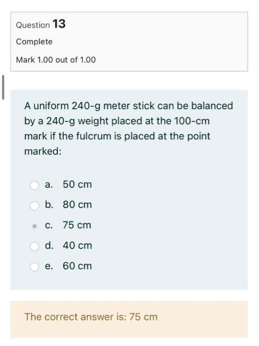 Solved A uniform 240-g meter stick can be balanced by a | Chegg.com