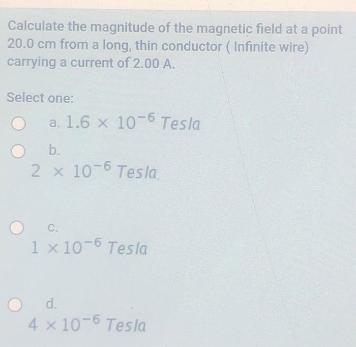 Solved Calculate the magnitude of the magnetic field at a | Chegg.com