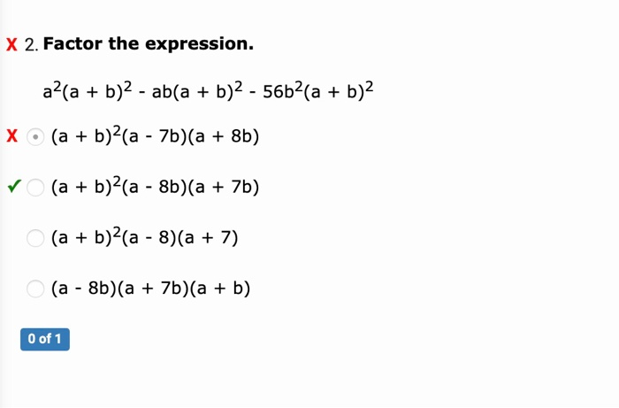 Solved X 2 Factor The Expression A2 A B 2 Ab A B 2