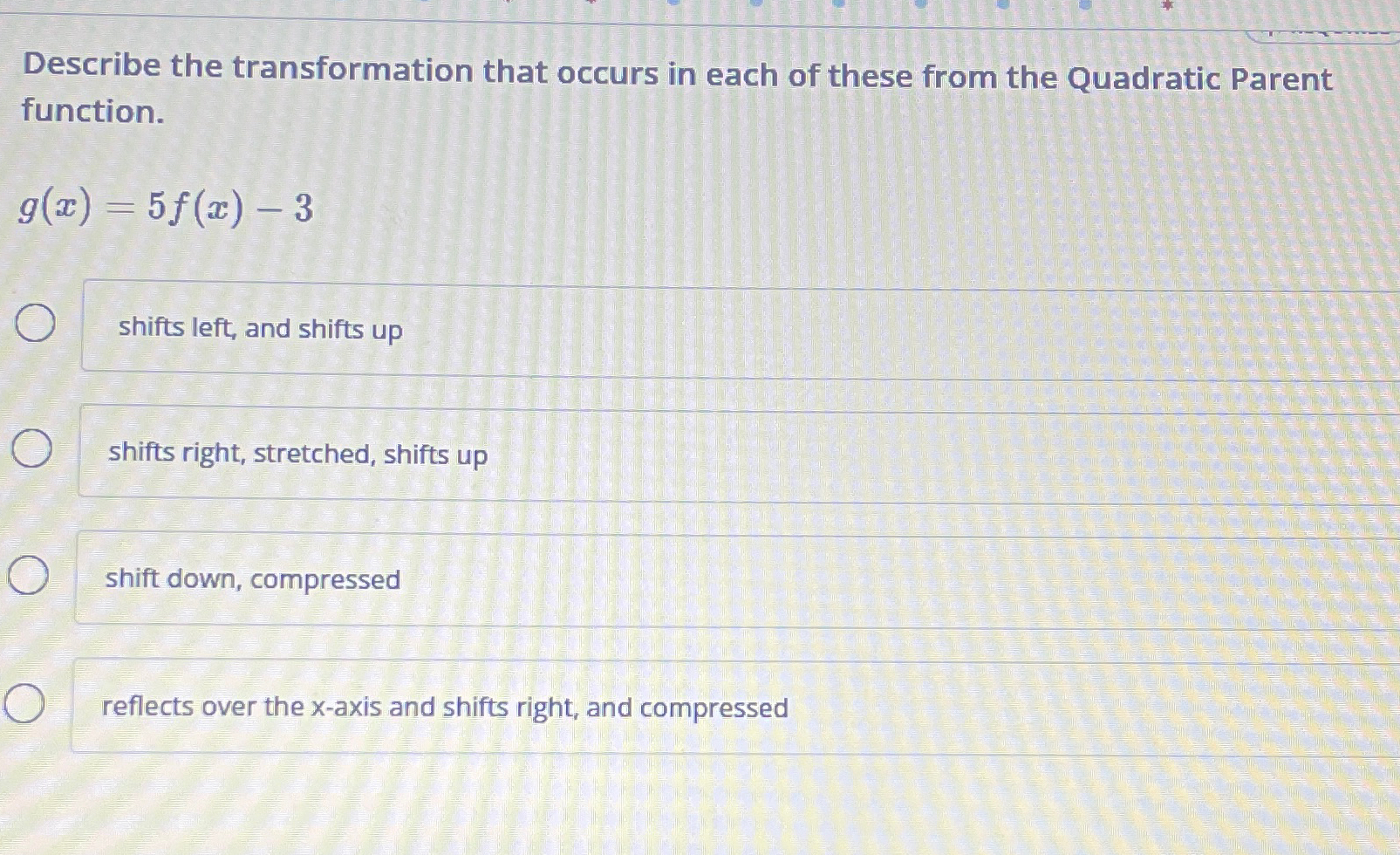 Solved Describe the transformation that occurs in each of | Chegg.com