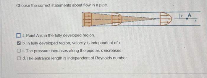 Solved Choose the correct statements about flow in a pipe. | Chegg.com