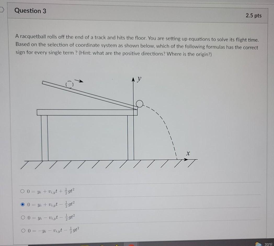 Solved Question 3 2.5 pts A racquetball rolls off the end of