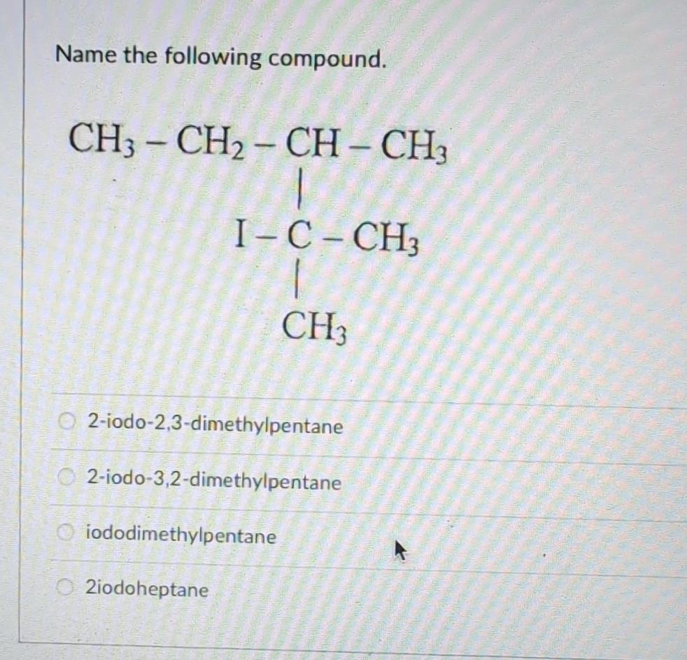 structure of 2 iodo 3 methyl pentane