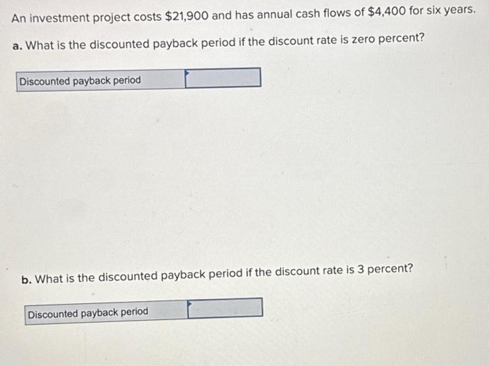 Solved An investment project costs $21,900 and has annual | Chegg.com