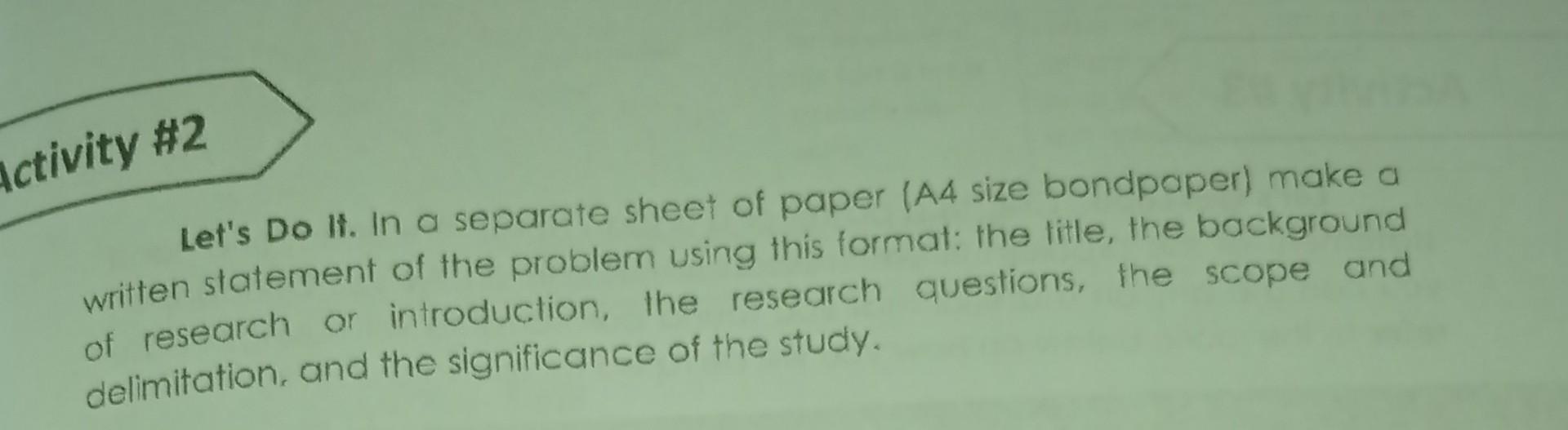 statement of the problem research paper format