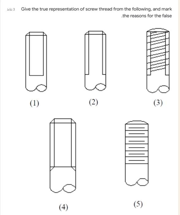 Solved 3 نقاط Give the true representation of screw thread | Chegg.com