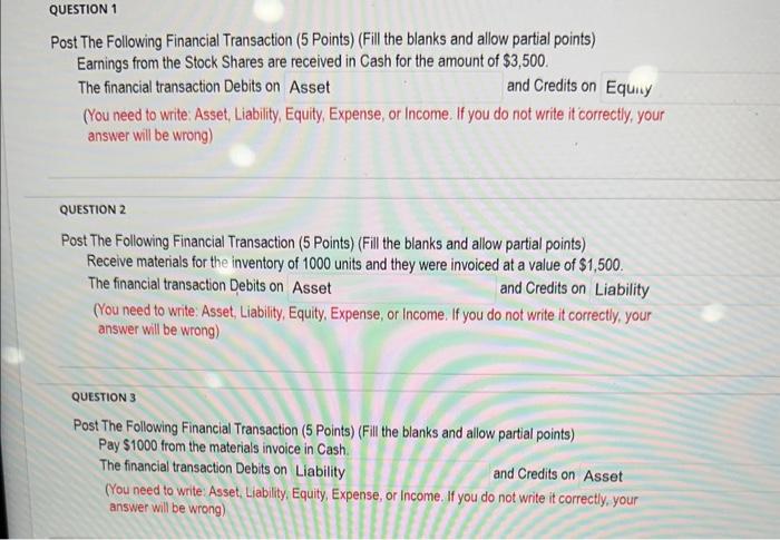 Solved Post The Following Financial Transaction (5 Points) | Chegg.com